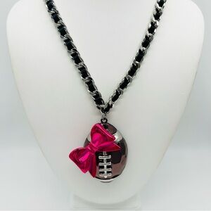 Betsey Johnson Football Pink Bow Necklace NWT